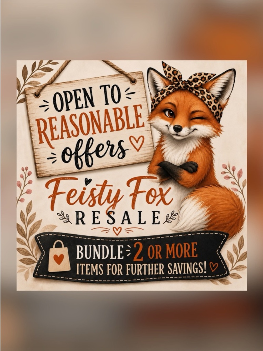 Feisty Fox Resale Promo Graphic | Open to Offers | Bundle & Save